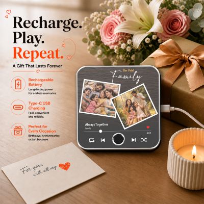 amily Photo Frame Customized Musical Photo Frame Rechargeable Speaker with On/Off Button Meaningful Home Decor Gift for Parents, Anniversary